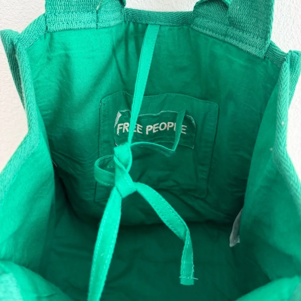 Free People Clara Green Striped Tote‎ Bag